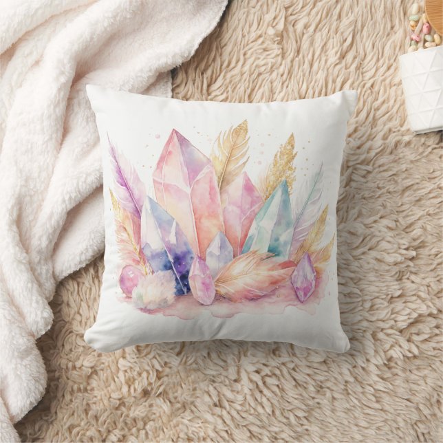 Boho Chic Quartz Crystal Pastel Cushion (Blanket)