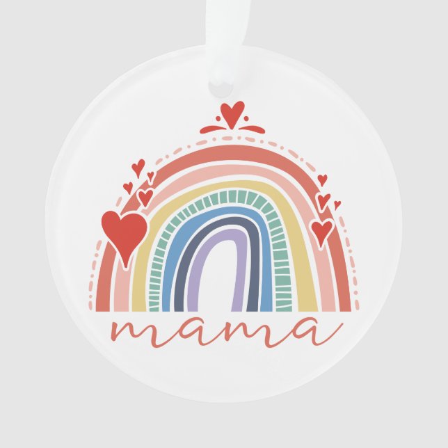 Boho Chic Rainbow Mum Christmas Holiday Decor Ornament (Front)