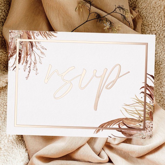  Boho Chic Real Rose Gold Foil Wedding RSVP (Creator Uploaded)