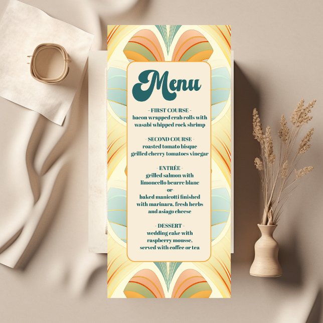 Boho Chic Retro Colourful Floral Wedding  Menu (Creator Uploaded)