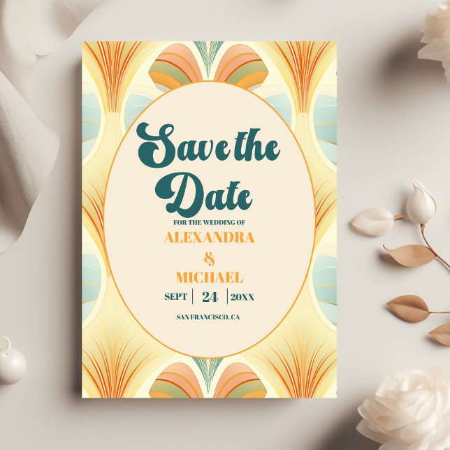 Boho Chic Retro Colourful Floral Wedding  Save The Date (Creator Uploaded)
