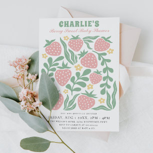 Boho Chic Retro Colourful Strawberry Baby Shower Invitation