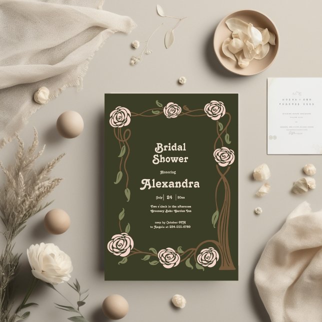 Boho Chic Retro Floral Retro Bridal Sower Invitation (Creator Uploaded)