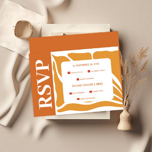 Boho Chic Retro Floral Wedding RSVP Card