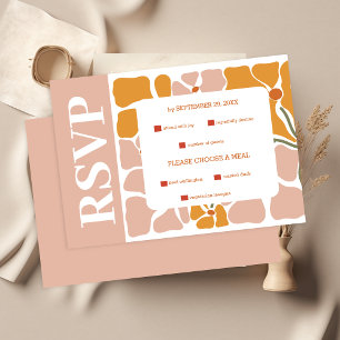 Boho Chic Retro Floral Wedding RSVP Card
