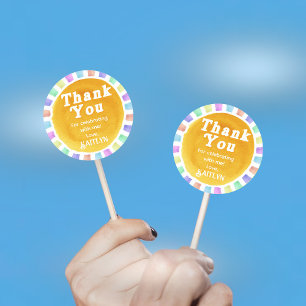 Boho Chic Retro Watercolor Rainbow Sun Thank You Classic Round Sticker