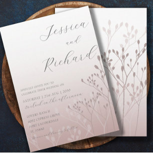 Boho Chic Rose Gold Botanical Wedding Invitation