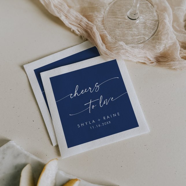 Boho Chic Royal Blue Cheers to Love Wedding Napkin (Creator Uploaded)