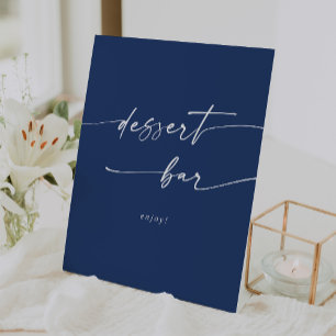 Boho Chic Royal Blue Dessert Bar Wedding Pedestal Sign