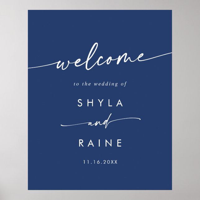 Boho Chic Royal Blue DIY Wedding Welcome Sign (Front)