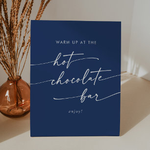 Boho Chic Royal Blue Hot Chocolate Bar Pedestal Sign