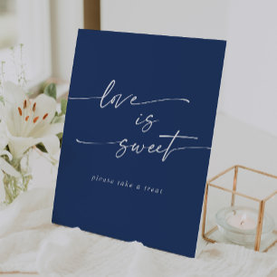 Boho Chic Royal Blue Love Is Sweet Wedding Pedestal Sign