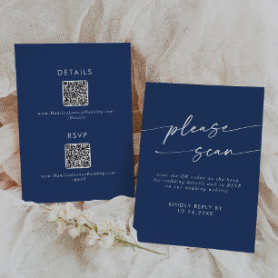 Boho Chic Royal Blue QR Code Details RSVP Card