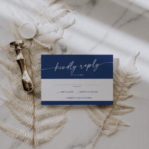 Boho Chic Royal Blue Simple Wedding RSVP Card