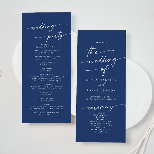 Boho Chic Royal Blue Tea Length Wedding Programme (Creator Uploaded)