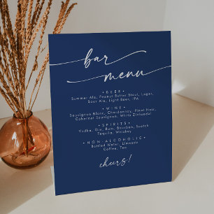 Boho Chic Royal Blue Wedding Bar Pedestal Sign