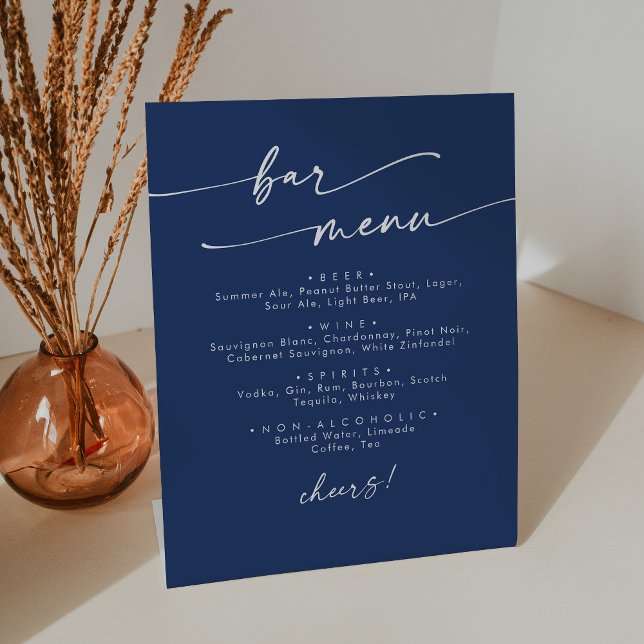 Boho Chic Royal Blue Wedding Bar Pedestal Sign (Creator Uploaded)