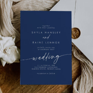 Boho Chic Royal Blue Wedding Invitation