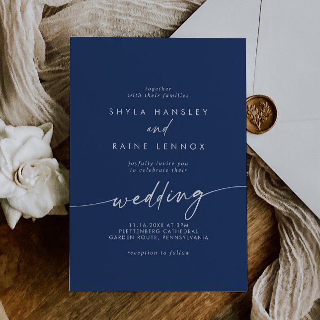 Boho Chic Royal Blue Wedding Invitation (Creator Uploaded)
