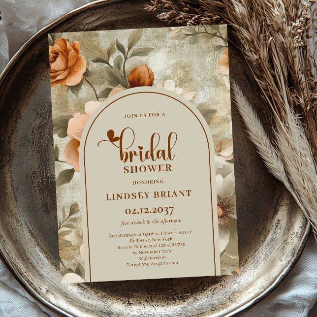 Boho Chic Rust Terracotta Bridal Shower Invitation (Boho Chic Rust Terracotta Bridal Shower Invitation)