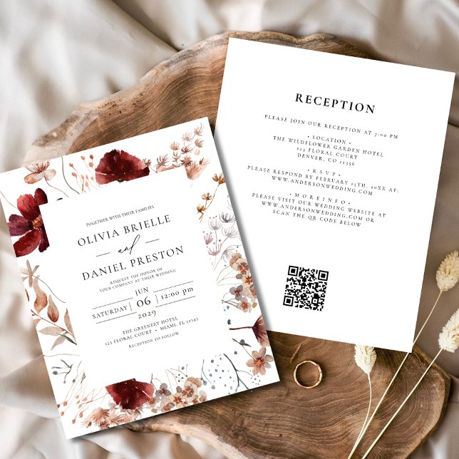 Boho Chic Rustic Wildflower Wedding Invitation Flyer (Creator Uploaded)