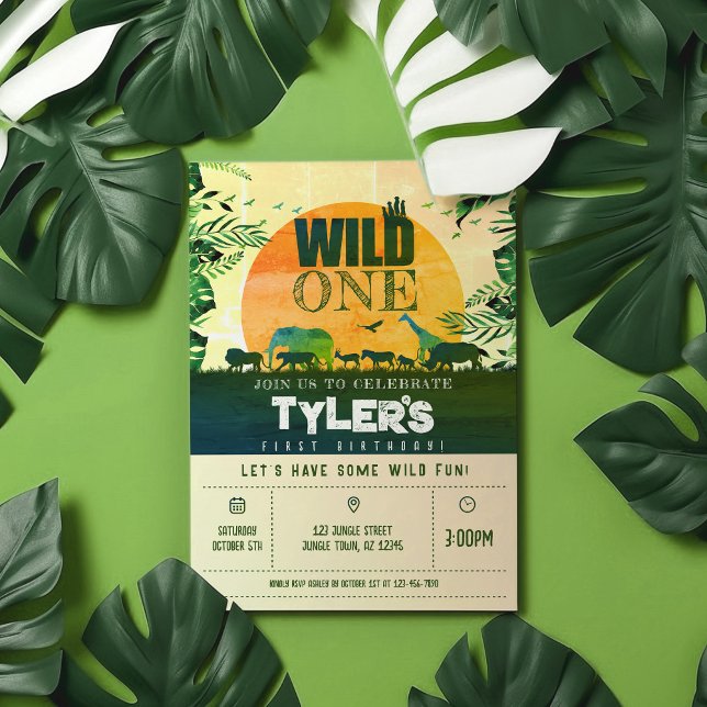 Boho Chic Safari Animals Wild One 1st Birthday Invitation (Creator Uploaded)