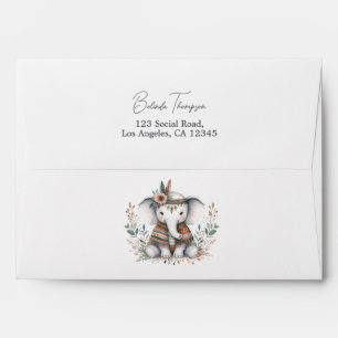 Boho Chic Safari Elephant Baby Shower Envelope