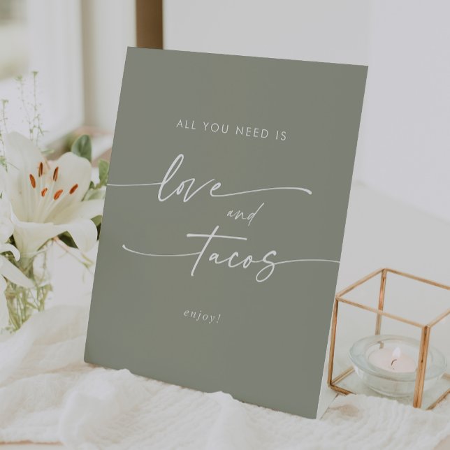 Boho Chic Sage Green Love Taco Bar Wedding Pedestal Sign (Boho Chic Sage Green Love Taco Bar Wedding Pedestal Sign)