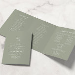 Boho Chic Sage Green Monogram Wedding Tri-Fold Programme<br><div class="desc">This boho chic sage green monogram wedding tri-fold program is perfect for a minimalist wedding. The neutral light green earth tone modern bohemian design features simple rustic calligraphy with a unique yet classic style. Personalise your wedding program with your initials, names, wedding date and location, your favourite quote or lyric,...</div>