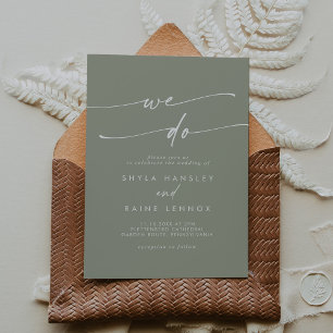 Boho Chic Sage Green We Do Wedding Invitation