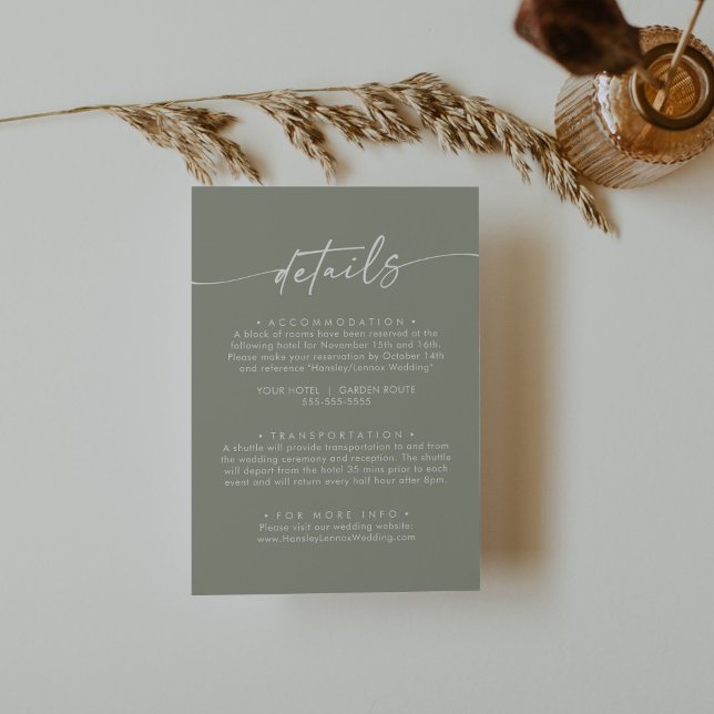 Boho Chic Sage Green Wedding Details Enclosure Card (Creator Uploaded)