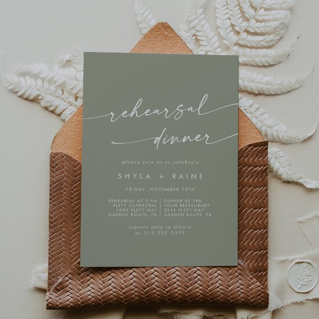 Boho Chic Sage Green Wedding Rehearsal Dinner Invitation (Creator Uploaded)