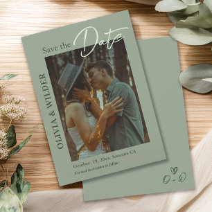 Boho Chic Sage Green Wedding Save The Date