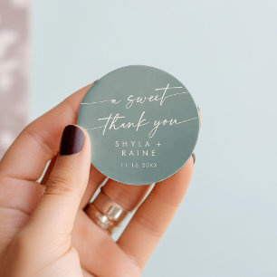 Boho Chic Seafoam Teal A Sweet Thank You Favour Classic Round Sticker