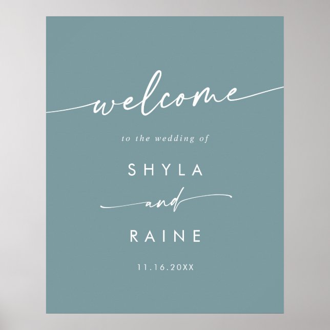 Boho Chic Seafoam Teal DIY Wedding Welcome Sign (Front)