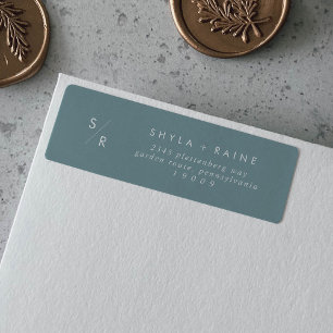 Boho Chic Seafoam Teal Monogram Address Labels