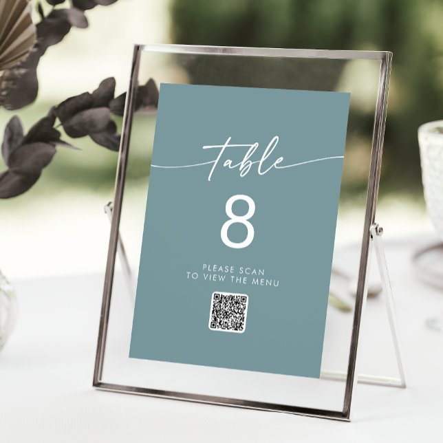 Boho Chic Seafoam Teal QR Code Table Numbers (Creator Uploaded)