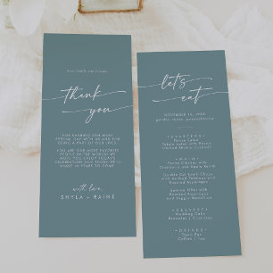 Boho Chic Seafoam Teal Thank You and Wedding Menu