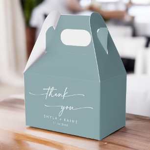 Boho Chic Seafoam Teal Thank You Wedding Favour Box