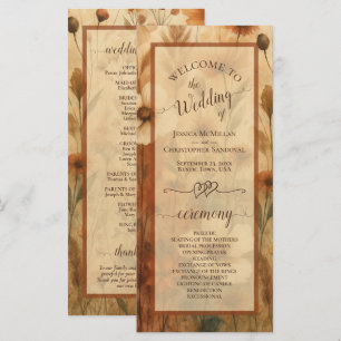 Boho Chic Sienna Wildflowers Elegant Wedding Programme
