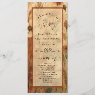 Boho Chic Sienna Wildflowers Elegant Wedding Programme