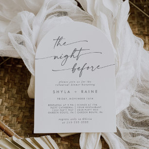 Boho Chic Silver Grey Arch Rehearsal Dinner Invitation