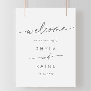 Boho Chic Silver Grey DIY Wedding Welcome Sign