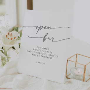 Boho Chic Silver Grey Open Bar Wedding Pedestal Sign