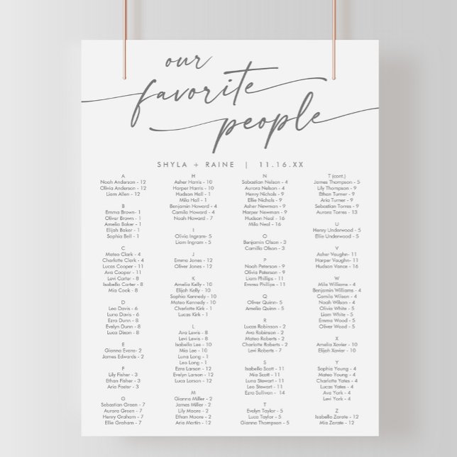 Boho Chic Silver Grey Printable Seating Chart (Creator Uploaded)
