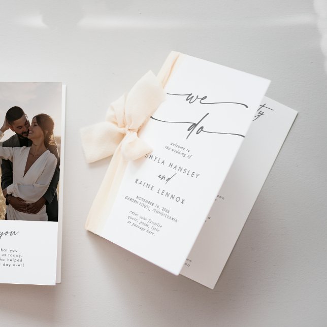 Boho Chic Silver Grey We Do Folded Wedding Programme (Creator Uploaded)