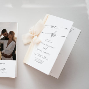 Boho Chic Silver Grey We Do Folded Wedding Programme