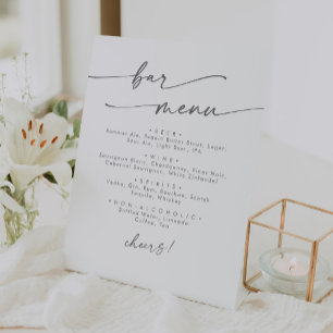 Boho Chic Silver Grey Wedding Bar Pedestal Sign