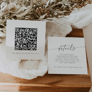 Boho Chic Silver Grey Wedding QR Code Details Enclosure Card