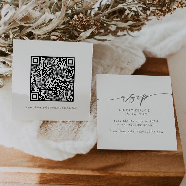 Boho Chic Silver Grey Wedding QR Code RSVP Enclosure Card (Creator Uploaded)